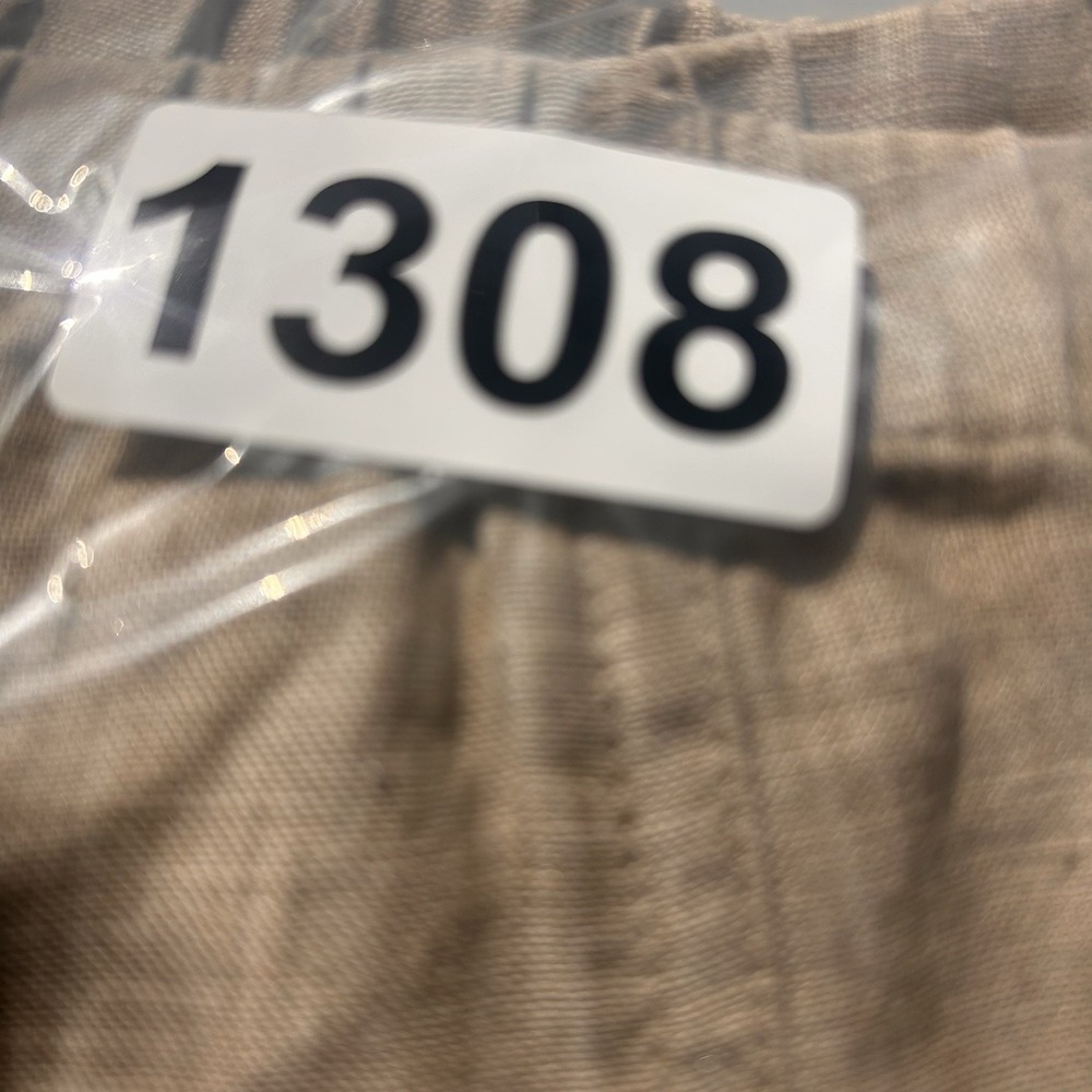 Eileen Fisher 100% Organic Linen Pant Tan Medium Ankle Tapered Elastic Pull On - Picture 13 of 13